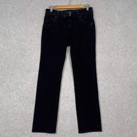 Hudson Black Flap Pocket Straight Leg Mid Rise Jeans Size 6 - Picture 1 of 10